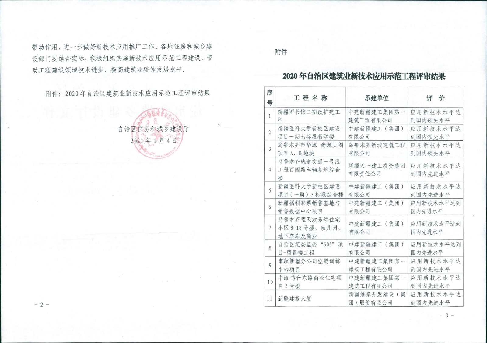 新疆维泰开发建设（集团）股份有限公司承建“建投大厦、艾丁湖综合管廊”工程2020年荣获“自治区建筑业新技术应用示范工程”奖-获奖文件1